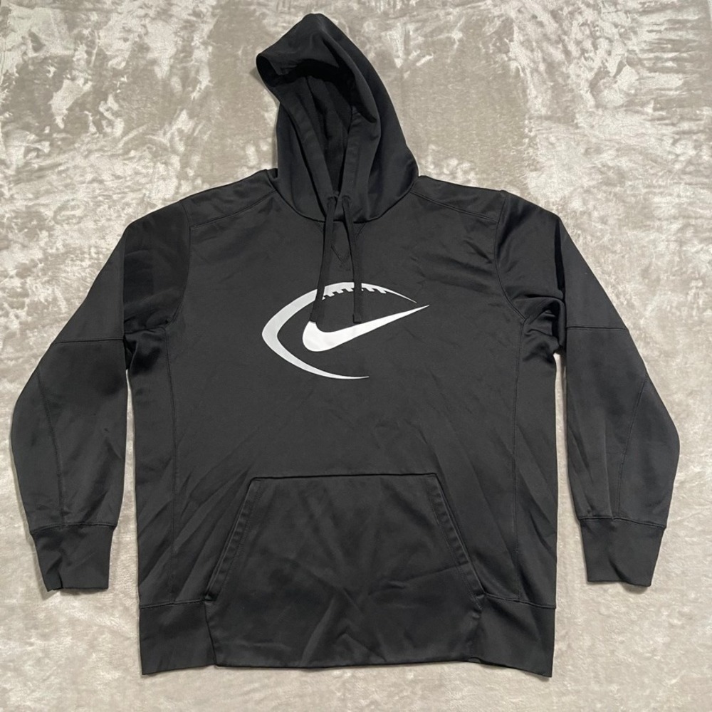 Nike Hoodie Mens XL Black Dri Fit Logo Swoosh Gym‎ Outdoors Pullover Jacket